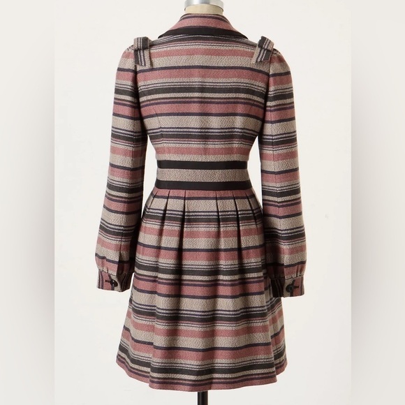 Anthropologie Elevenses Pattern Makers Coat Stripe Colorblock Bow Shoulder 6 - Picture 2 of 16